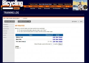 bicyclingroutes Mileage/map optional